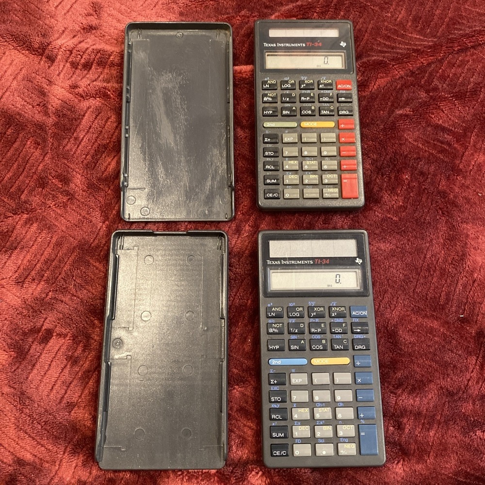 (2) Texas Instruments‎ TI-34 Scientific Solar Calculator w/ Cover